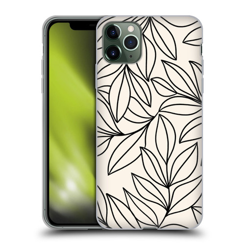 Gabriela Thomeu Floral Black And White Leaves Soft Gel Case for Apple iPhone 11 Pro Max