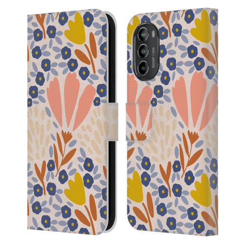 Gabriela Thomeu Floral Spring Flower Field Leather Book Wallet Case Cover For Motorola Moto G82 5G