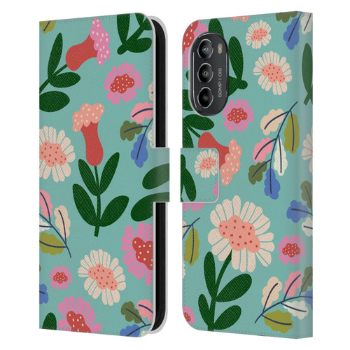 Gabriela Thomeu Floral Super Bloom Leather Book Wallet Case Cover For Motorola Moto G82 5G