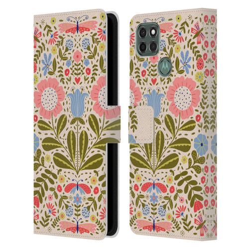 Gabriela Thomeu Floral Blooms & Butterflies Leather Book Wallet Case Cover For Motorola Moto G9 Power