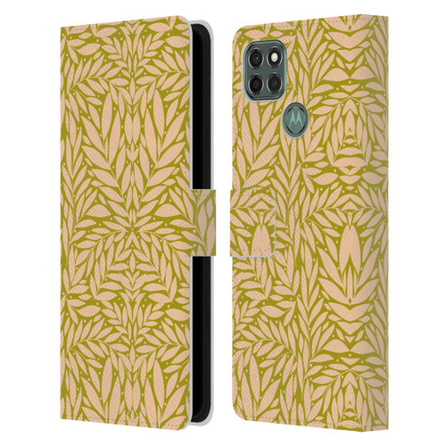 Gabriela Thomeu Floral Vintage Leaves Leather Book Wallet Case Cover For Motorola Moto G9 Power