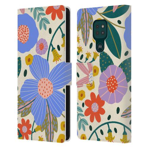 Gabriela Thomeu Floral Pure Joy - Colorful Floral Leather Book Wallet Case Cover For Motorola Moto G9 Play