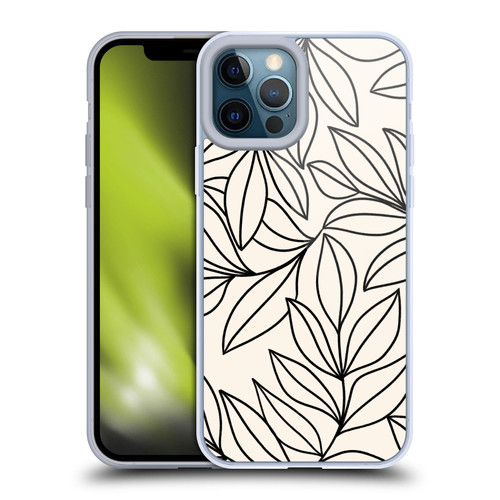 Gabriela Thomeu Floral Black And White Leaves Soft Gel Case for Apple iPhone 12 Pro Max