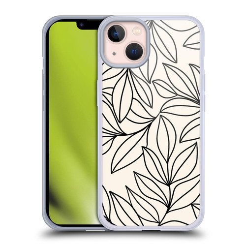 Gabriela Thomeu Floral Black And White Leaves Soft Gel Case for Apple iPhone 13