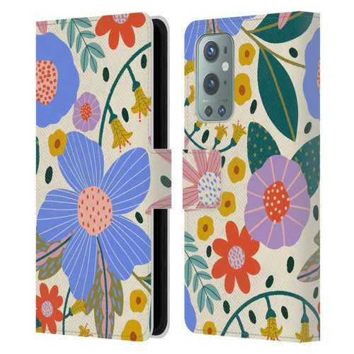 Gabriela Thomeu Floral Pure Joy - Colorful Floral Leather Book Wallet Case Cover For OnePlus 9