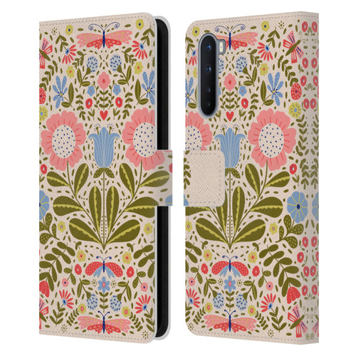 Gabriela Thomeu Floral Blooms & Butterflies Leather Book Wallet Case Cover For OnePlus Nord 5G