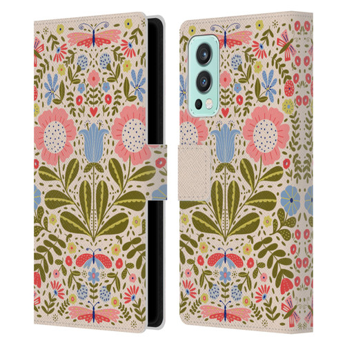 Gabriela Thomeu Floral Blooms & Butterflies Leather Book Wallet Case Cover For OnePlus Nord 2 5G