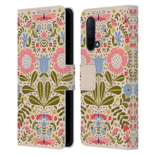 Gabriela Thomeu Floral Blooms & Butterflies Leather Book Wallet Case Cover For OnePlus Nord CE 5G