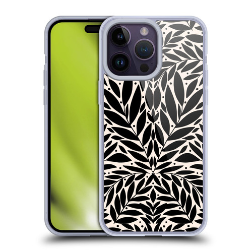 Gabriela Thomeu Floral Black And White Folk Leaves Soft Gel Case for Apple iPhone 14 Pro Max