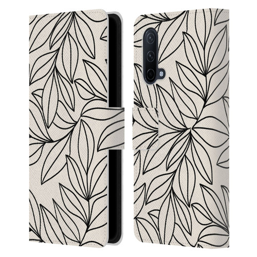 Gabriela Thomeu Floral Black And White Leaves Leather Book Wallet Case Cover For OnePlus Nord CE 5G