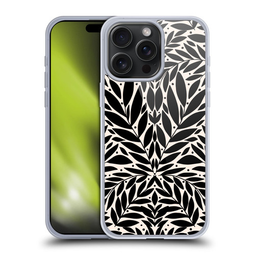 Gabriela Thomeu Floral Black And White Folk Leaves Soft Gel Case for Apple iPhone 15 Pro Max