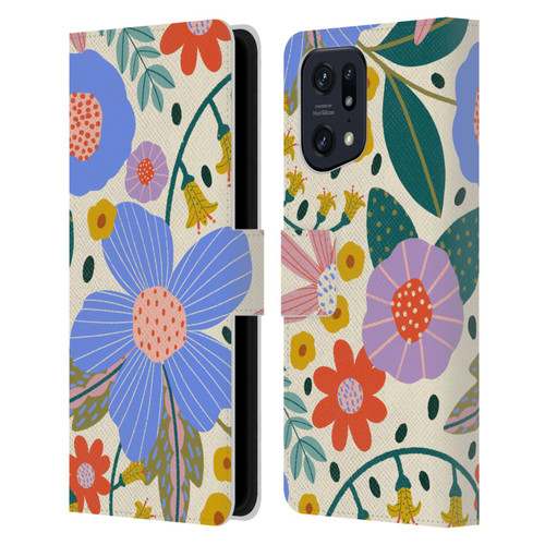Gabriela Thomeu Floral Pure Joy - Colorful Floral Leather Book Wallet Case Cover For OPPO Find X5