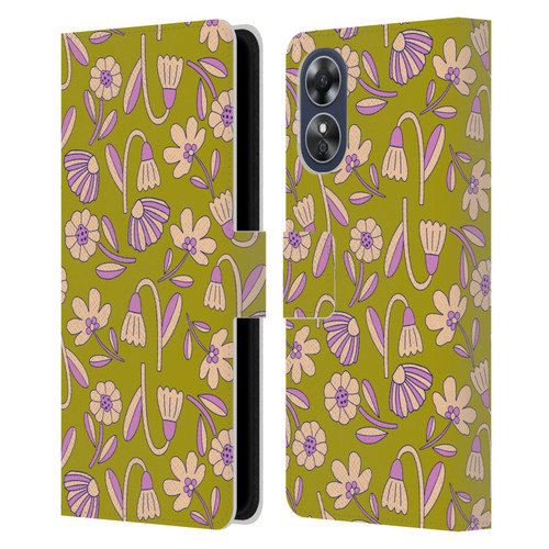 Gabriela Thomeu Floral Art Deco Leather Book Wallet Case Cover For OPPO A17