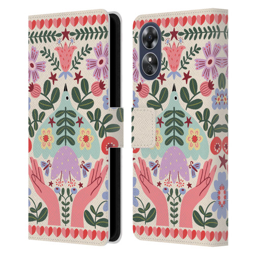 Gabriela Thomeu Floral Folk Flora Leather Book Wallet Case Cover For OPPO A17