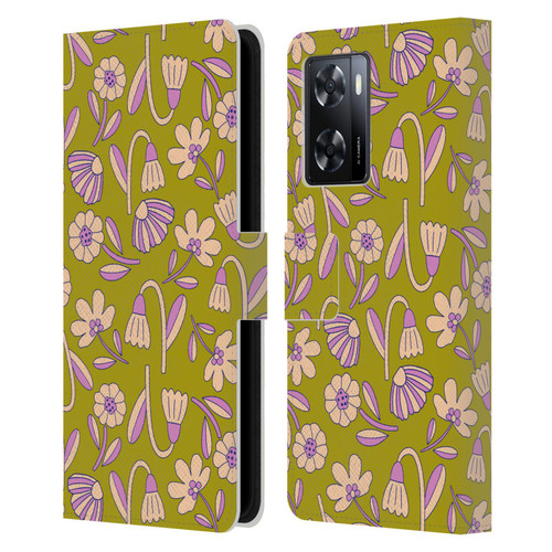 Gabriela Thomeu Floral Art Deco Leather Book Wallet Case Cover For OPPO A57s