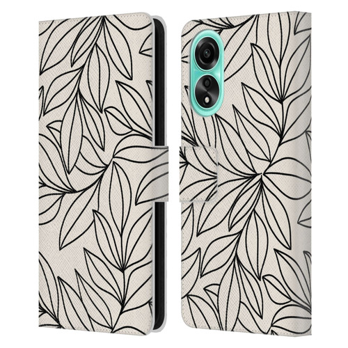 Gabriela Thomeu Floral Black And White Leaves Leather Book Wallet Case Cover For OPPO A78 4G