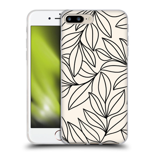 Gabriela Thomeu Floral Black And White Leaves Soft Gel Case for Apple iPhone 7 Plus / iPhone 8 Plus