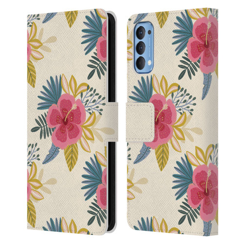 Gabriela Thomeu Floral Tropical Leather Book Wallet Case Cover For OPPO Reno 4 5G