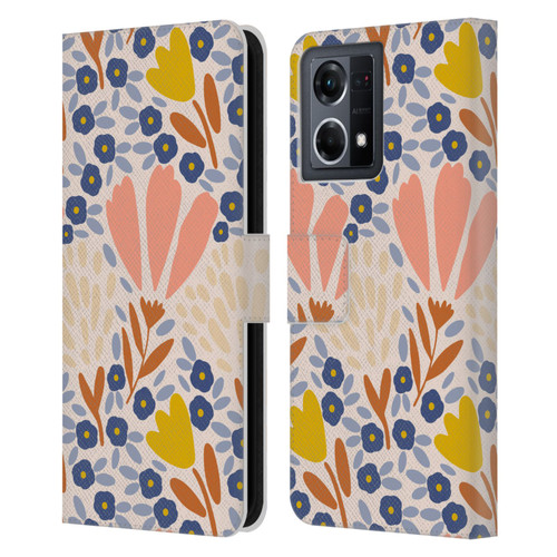 Gabriela Thomeu Floral Spring Flower Field Leather Book Wallet Case Cover For OPPO Reno8 4G