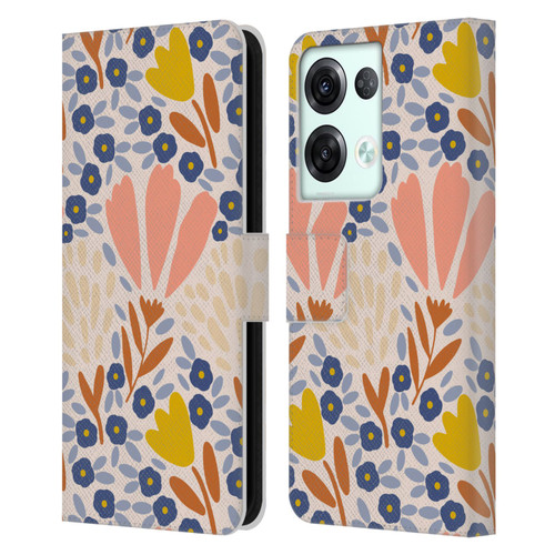 Gabriela Thomeu Floral Spring Flower Field Leather Book Wallet Case Cover For OPPO Reno8 Pro