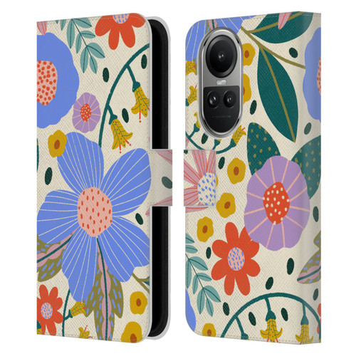 Gabriela Thomeu Floral Pure Joy - Colorful Floral Leather Book Wallet Case Cover For OPPO Reno10 5G / Reno10 Pro 5G