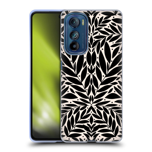 Gabriela Thomeu Floral Black And White Folk Leaves Soft Gel Case for Motorola Edge 30