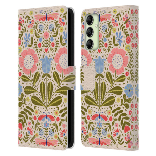 Gabriela Thomeu Floral Blooms & Butterflies Leather Book Wallet Case Cover For Samsung Galaxy A14 5G