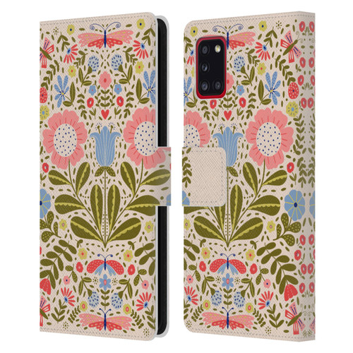 Gabriela Thomeu Floral Blooms & Butterflies Leather Book Wallet Case Cover For Samsung Galaxy A31 (2020)