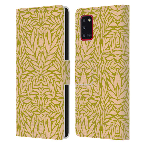 Gabriela Thomeu Floral Vintage Leaves Leather Book Wallet Case Cover For Samsung Galaxy A31 (2020)