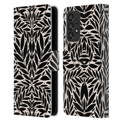 Gabriela Thomeu Floral Black And White Folk Leaves Leather Book Wallet Case Cover For Samsung Galaxy A33 5G (2022)
