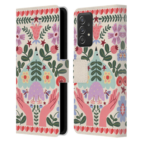 Gabriela Thomeu Floral Folk Flora Leather Book Wallet Case Cover For Samsung Galaxy A52 / A52s / 5G (2021)