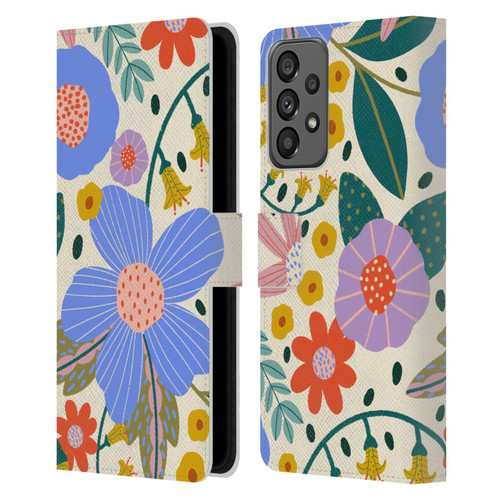 Gabriela Thomeu Floral Pure Joy - Colorful Floral Leather Book Wallet Case Cover For Samsung Galaxy A73 5G (2022)