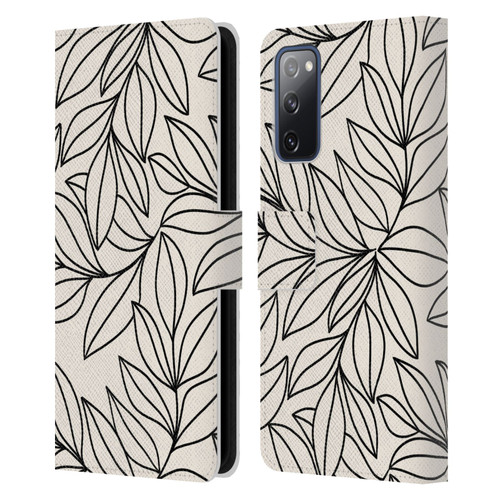 Gabriela Thomeu Floral Black And White Leaves Leather Book Wallet Case Cover For Samsung Galaxy S20 FE / 5G