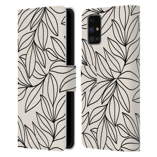 Gabriela Thomeu Floral Black And White Leaves Leather Book Wallet Case Cover For Samsung Galaxy M31s (2020)