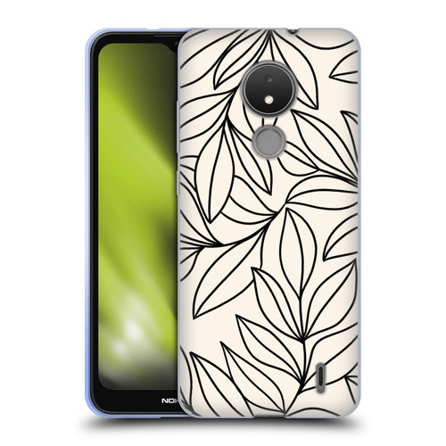 Gabriela Thomeu Floral Black And White Leaves Soft Gel Case for Nokia C21