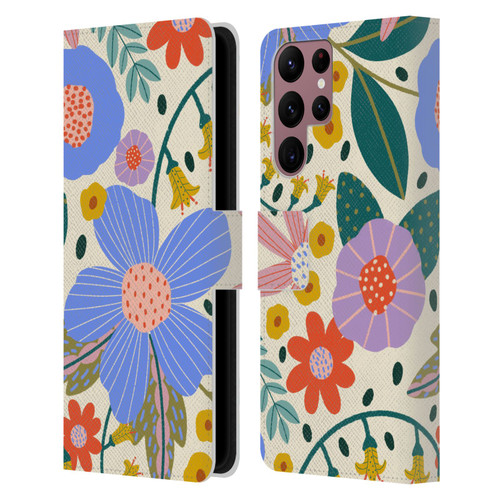 Gabriela Thomeu Floral Pure Joy - Colorful Floral Leather Book Wallet Case Cover For Samsung Galaxy S22 Ultra 5G