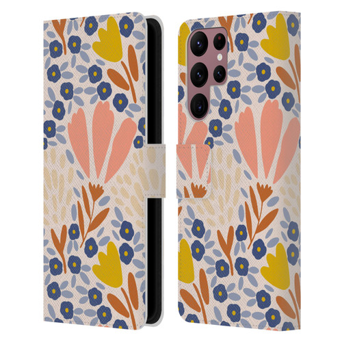 Gabriela Thomeu Floral Spring Flower Field Leather Book Wallet Case Cover For Samsung Galaxy S22 Ultra 5G