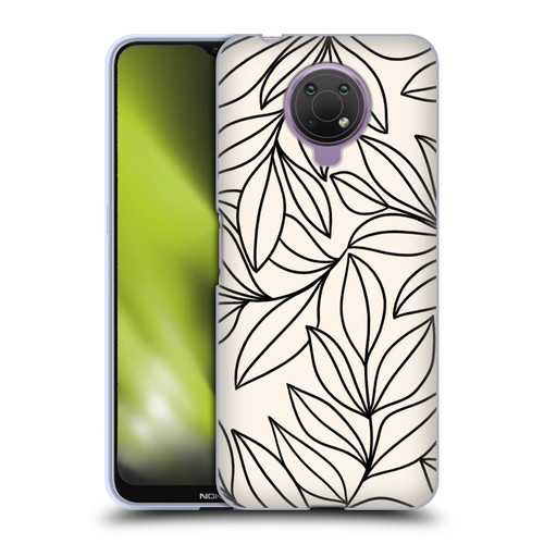Gabriela Thomeu Floral Black And White Leaves Soft Gel Case for Nokia G10