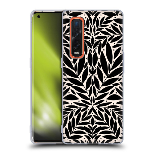 Gabriela Thomeu Floral Black And White Folk Leaves Soft Gel Case for OPPO Find X2 Pro 5G