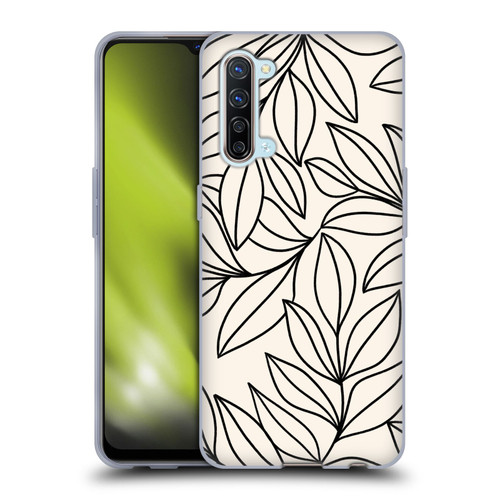 Gabriela Thomeu Floral Black And White Leaves Soft Gel Case for OPPO Find X2 Lite 5G