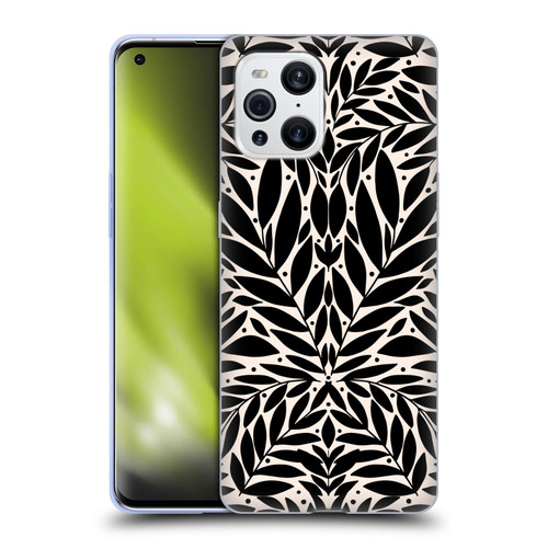 Gabriela Thomeu Floral Black And White Folk Leaves Soft Gel Case for OPPO Find X3 / Pro