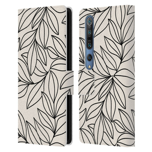 Gabriela Thomeu Floral Black And White Leaves Leather Book Wallet Case Cover For Xiaomi Mi 10 5G / Mi 10 Pro 5G