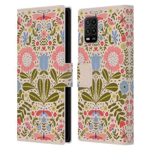 Gabriela Thomeu Floral Blooms & Butterflies Leather Book Wallet Case Cover For Xiaomi Mi 10 Lite 5G