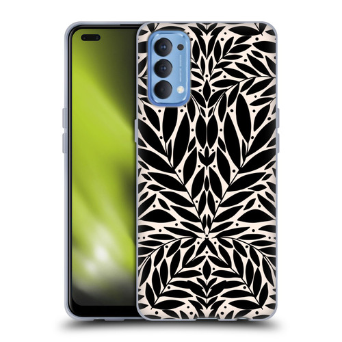 Gabriela Thomeu Floral Black And White Folk Leaves Soft Gel Case for OPPO Reno 4 5G