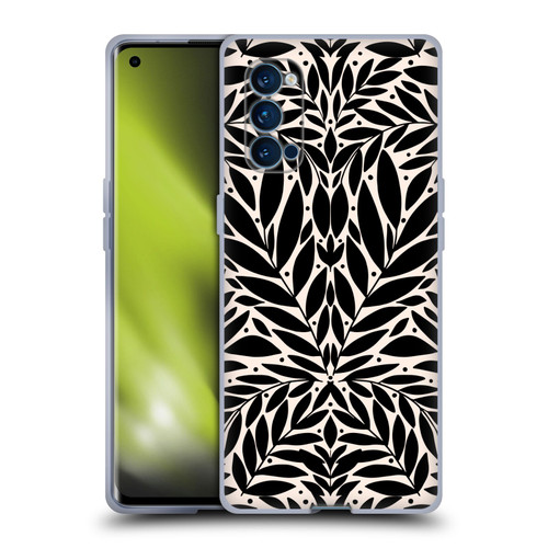Gabriela Thomeu Floral Black And White Folk Leaves Soft Gel Case for OPPO Reno 4 Pro 5G