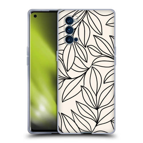 Gabriela Thomeu Floral Black And White Leaves Soft Gel Case for OPPO Reno 4 Pro 5G