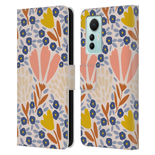 Gabriela Thomeu Floral Spring Flower Field Leather Book Wallet Case Cover For Xiaomi 12 Lite