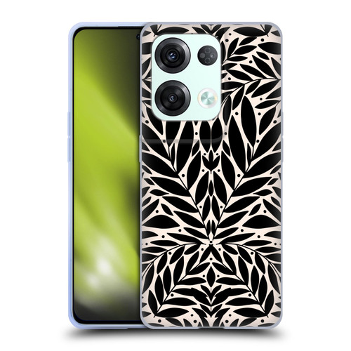 Gabriela Thomeu Floral Black And White Folk Leaves Soft Gel Case for OPPO Reno8 Pro