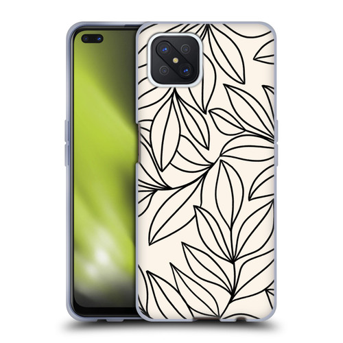 Gabriela Thomeu Floral Black And White Leaves Soft Gel Case for OPPO Reno4 Z 5G