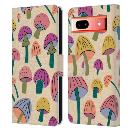 Gabriela Thomeu Retro Magic Mushroom Leather Book Wallet Case Cover For Google Pixel 7a